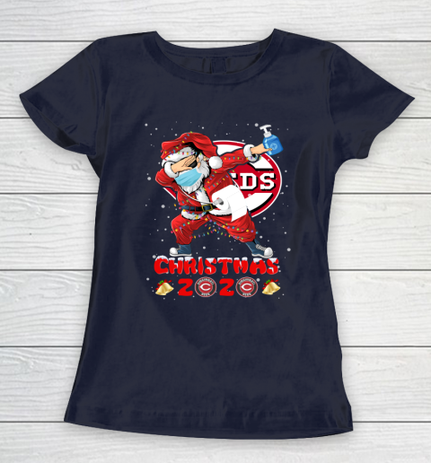 Cincinnati Reds Funny Santa Claus Dabbing Christmas 2020 MLB Women's T-Shirt 2
