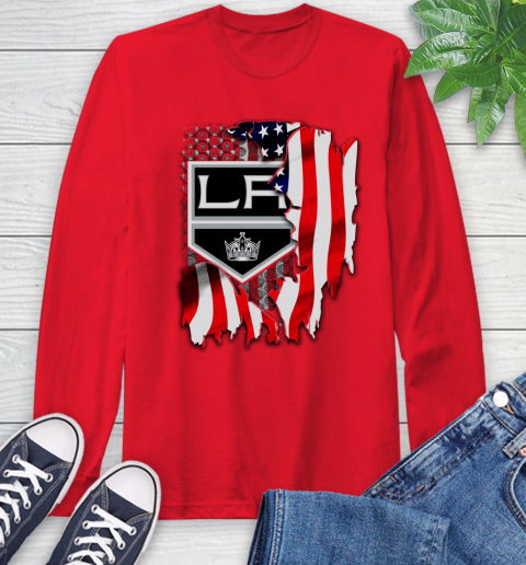 Los Angeles Kings NHL Hockey American Flag Long Sleeve T-Shirt 11