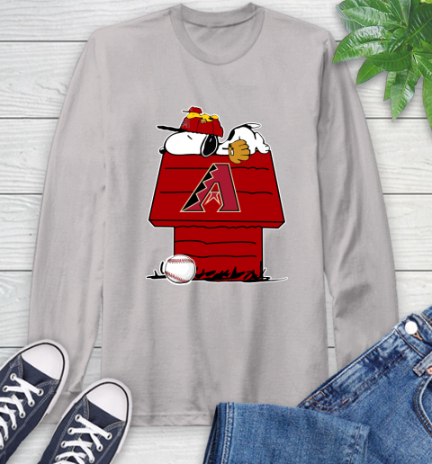 MLB Arizona Diamondbacks Snoopy Woodstock The Peanuts Movie Baseball T Shirt Long Sleeve T-Shirt 12