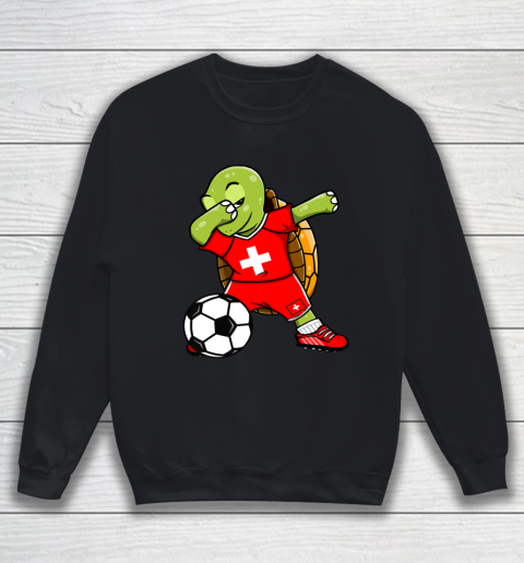 Dabbing Turtle Switzerland Soccer Fans Jersey Swiss Football Sweatshirt