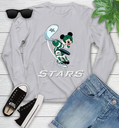 NHL Hockey Dallas Stars Cheerful Mickey Mouse Shirt Youth Long Sleeve 5