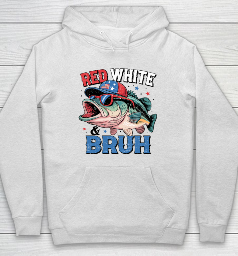 Red White And Bruh Shirt 4th Of July Patriotic Fish Hoodie