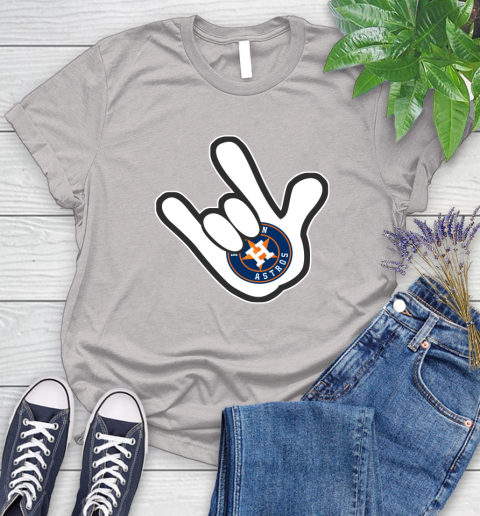Houston Astros MLB Baseball Mickey Rock Hand Disney Women's T-Shirt 10