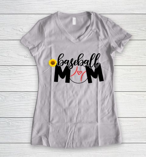 Mother's Day Funny Gift Ideas Apparel  T shirt Baseball Mom T Shirt Women's V-Neck T-Shirt