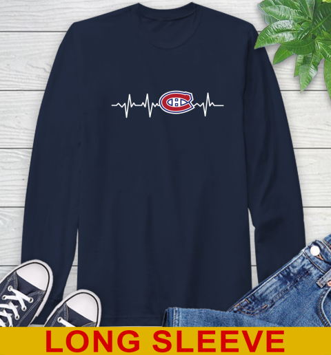 Montreal Canadiens NHL Hockey Heart Beat Shirt Long Sleeve T-Shirt 3