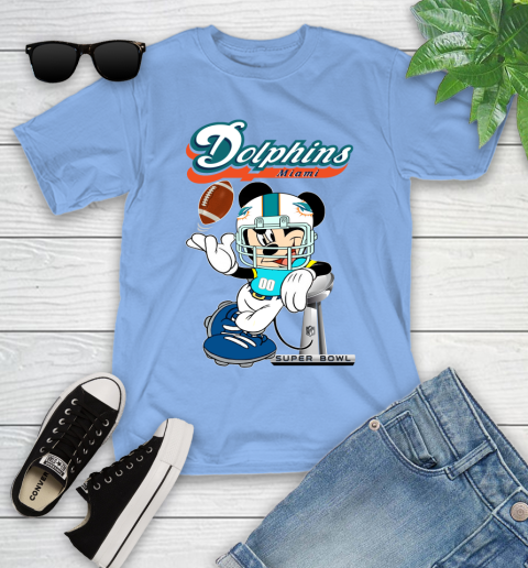 NFL Miami Dolphins Mickey Mouse Disney Super Bowl Football T Shirt Youth T-Shirt 11