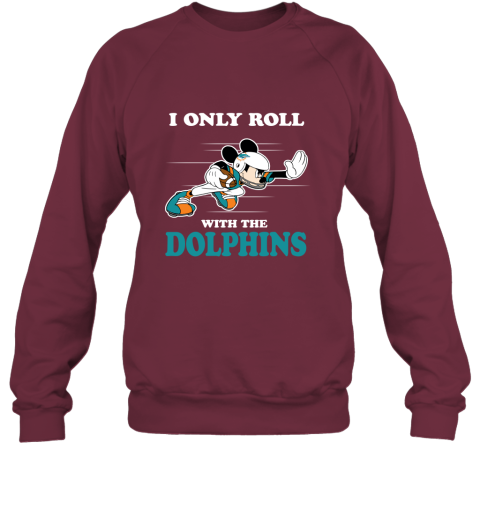 NFL Mickey Mouse I Only Roll With Miami Dolphins Women's T-Shirt 