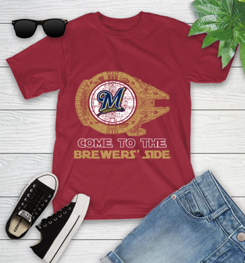 MLB Come To The Milwaukee Brewers Side Star Wars Baseball Sports Youth T-Shirt 14