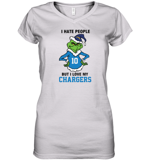 I Hate People But I Love My Los Angeles Chargers Los Angeles Chargers NFL Teams Women's V-Neck T-Shirt