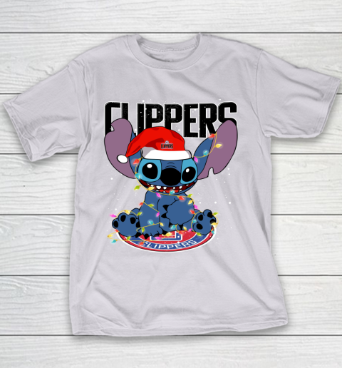 LA Clippers NBA noel stitch Basketball Christmas Youth T-Shirt 2