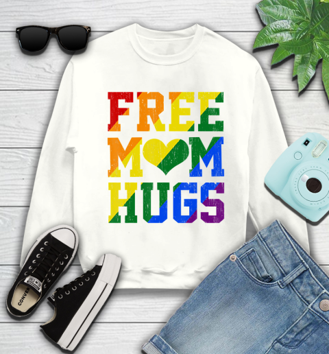Nurse Shirt Vintage Free Mom Hugs Rainbow Heart LGBT Pride Month 2020 T Shirt Sweatshirt
