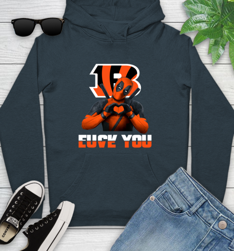 NHL Cincinnati Bengals Deadpool Love You Fuck You Football Sports Youth Hoodie 10