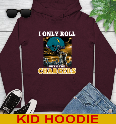 Los Angeles Chargers NFL Football I Only Roll With My Team Sports Youth Hoodie 7