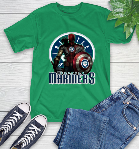 MLB Captain America Thor Spider Man Hawkeye Avengers Endgame Baseball Seattle Mariners T-Shirt 7