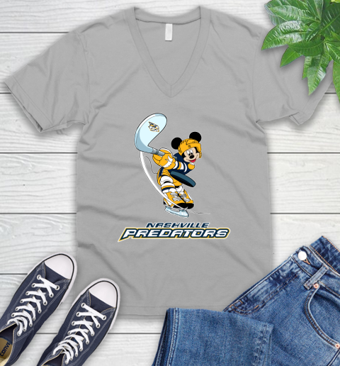 NHL Hockey Nashville Predators Cheerful Mickey Mouse Shirt V-Neck T-Shirt 5 NHL Hockey Nashville Predators Cheerful Mickey Mouse Shirt V-Neck T-Shirt - Image 5