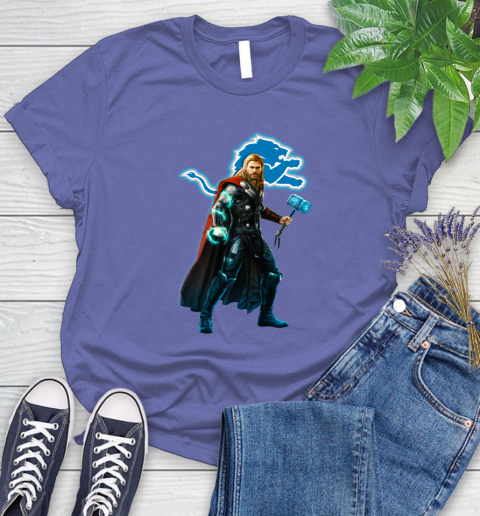 NFL Thor Avengers Endgame Football Detroit Lions Women's T-Shirt 11