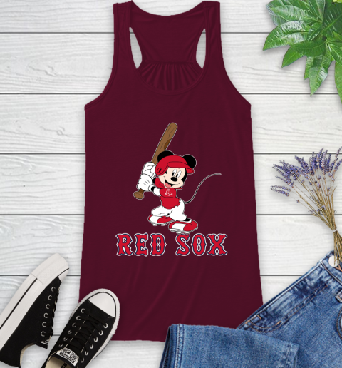 MLB Baseball Boston Red Sox Cheerful Mickey Mouse Shirt Racerback Tank 4 MLB Baseball Boston Red Sox Cheerful Mickey Mouse Shirt Racerback Tank - Image 4