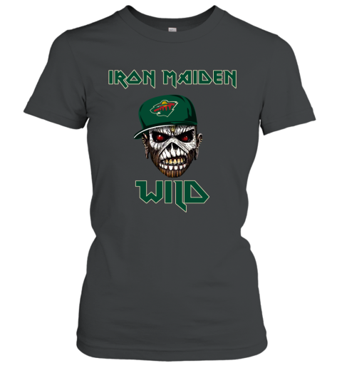 NHL Minnesota Wild Iron Maiden Rock Band Music Hockey Sports S4SHvtZCHrR ladies t shirt 20 95 151514 front black