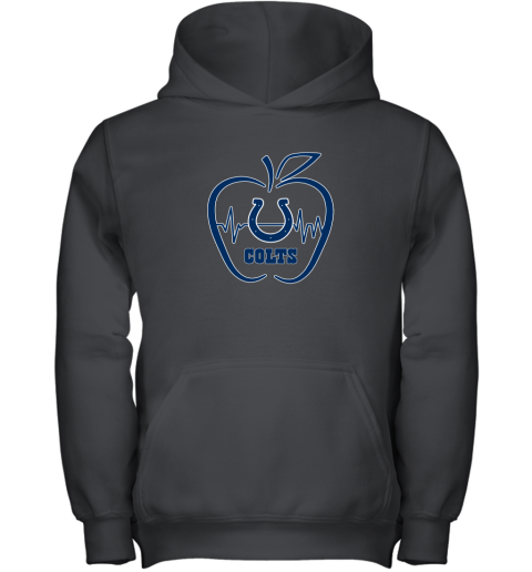 Apple Heartbeat Teacher Symbol Indianapolis Colts Youth Hoodie
