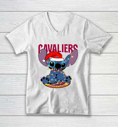 Cleveland Cavaliers NBA noel stitch Basketball Christmas V-Neck T-Shirt