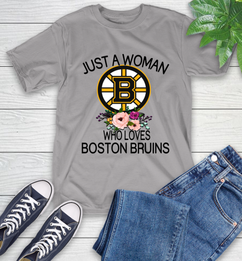 NHL Just A Woman Who Loves Boston Bruins Hockey Sports T-Shirt 4