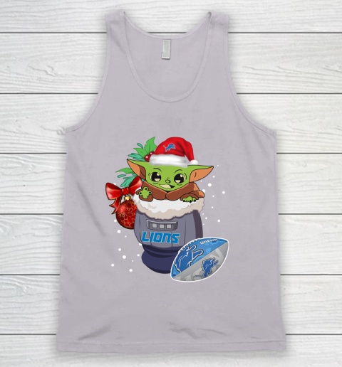 Detroit Lions Christmas Baby Yoda Star Wars Funny Happy NFL Tank Top 4