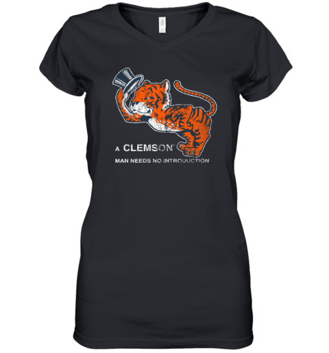 Tigertown Graphics Clemson Man Fleece Women's V-Neck T-Shirt