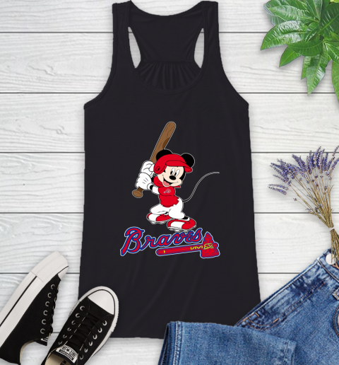 MLB Baseball Atlanta Braves Cheerful Mickey Mouse Shirt Racerback Tank