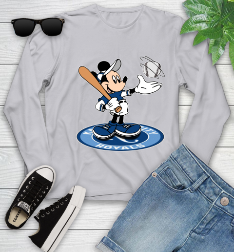 MLB Baseball Kansas City Royals Cheerful Mickey Disney Shirt Youth Long Sleeve 5