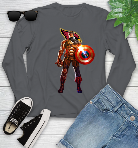 NFL Captain America Marvel Avengers Endgame Football Sports Arizona Cardinals Youth Long Sleeve 8