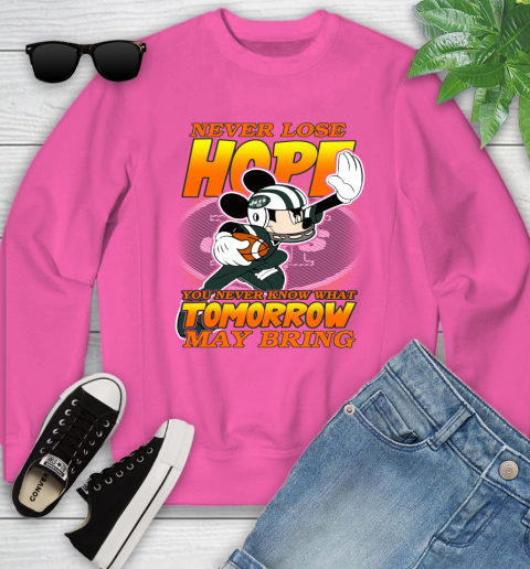 New York Jets NFL Football Mickey Disney Never Lose Hope Youth Sweatshirt 6