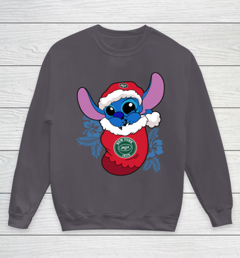New York Jets Christmas Stitch In The Sock Funny Disney NFL Youth Sweatshirt 6