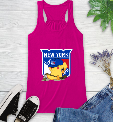 NHL Pikachu Hockey Sports New York Rangers Racerback Tank 8