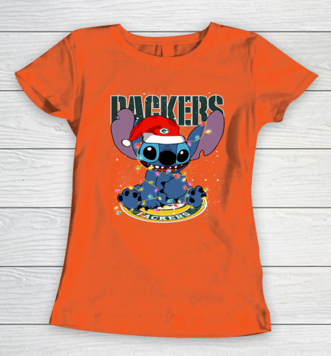 Green Bay Packers NFL Football noel stitch Christmas Women's T-Shirt 2