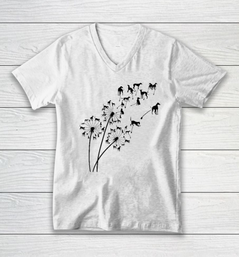 Dandelion Greyhound Flower, Floral Greyhound Tree V-Neck T-Shirt