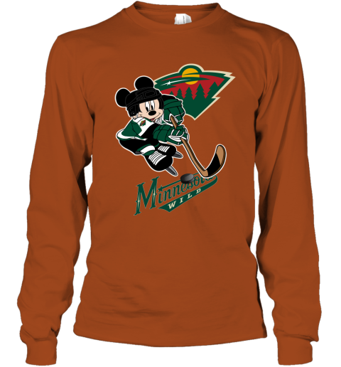 NHL Minnesota Wild Mickey Mouse Disney Hockey T Shirt ZCwkuor8k6z long sleeve tee 14 95 151514 front texas orange