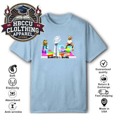 Benito Bowl Bad Bunny T-Shirt zutu benito bowl bad bunny classic t shirt 2 front light blue HBCU Clothing Apparel