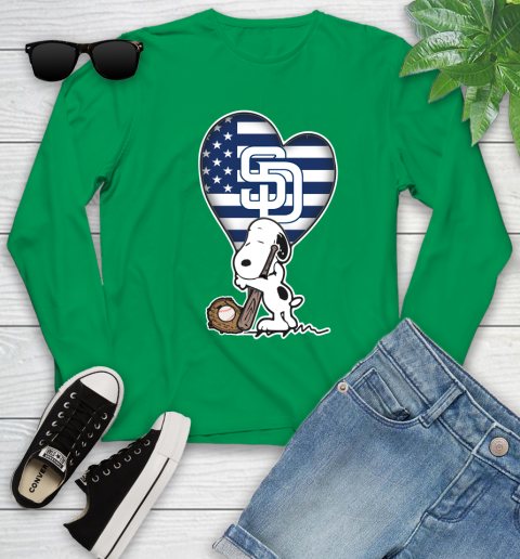 San Diego Padres MLB Baseball The Peanuts Movie Adorable Snoopy Youth Long Sleeve 6