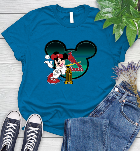 MLB St.Louis Cardinals The Commissioner's Trophy Mickey Mouse Disney Women's T-Shirt 7