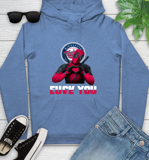 MLB Minnesota Twins Deadpool Love You Fuck You Baseball Sports Youth Hoodie 13