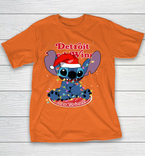 Detroit Red Wings NHL Hockey noel stitch Christmas Youth T-Shirt 3
