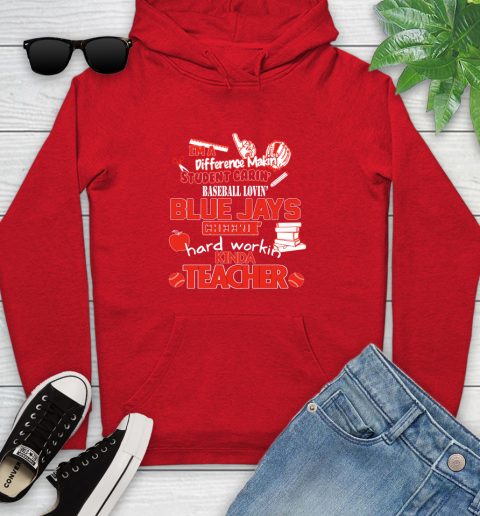 Toronto Blue Jays MLB I'm A Difference Making Student Caring Baseball Loving Kinda Teacher Youth Hoodie 12