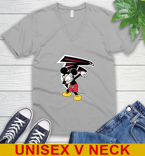 Atlanta Falcons NFL Football Dabbing Mickey Disney Sports V-Neck T-Shirt 4
