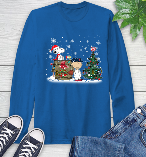 MLB Boston Red Sox Snoopy Charlie Brown Christmas Baseball Commissioner's Trophy Long Sleeve T-Shirt 10