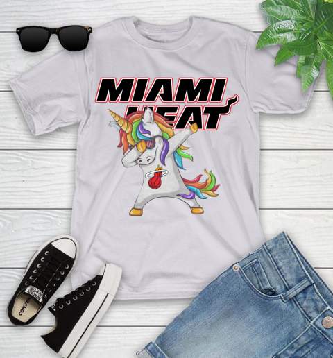 Miami Heat NBA Basketball Funny Unicorn Dabbing Sports Youth T-Shirt 4