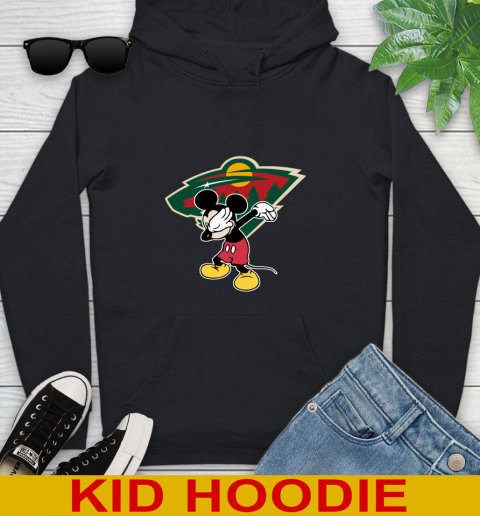 Minnesota Wild NHL Hockey Dabbing Mickey Disney Sports Youth Hoodie 2