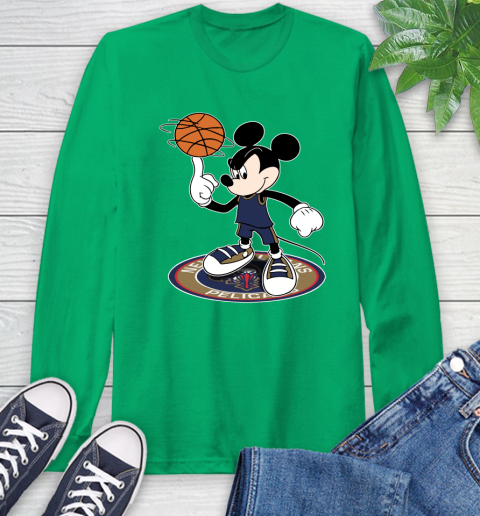 NBA Basketball New Orleans Pelicans Cheerful Mickey Disney Shirt Long Sleeve T-Shirt 8