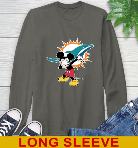 Miami Dolphins NFL Football Dabbing Mickey Disney Sports Long Sleeve T-Shirt 8
