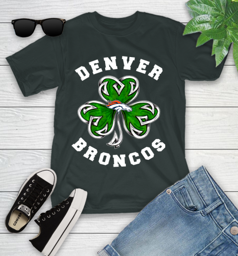 NFL Denver Broncos Three Leaf Clover St Patrick's Day Football Sports Youth T-Shirt 6