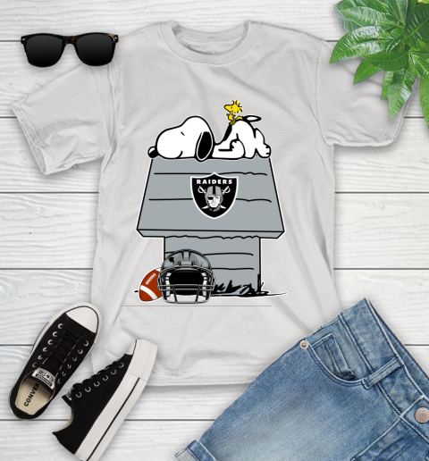 Oakland Raiders NFL Football Snoopy Woodstock The Peanuts Movie Youth T-Shirt